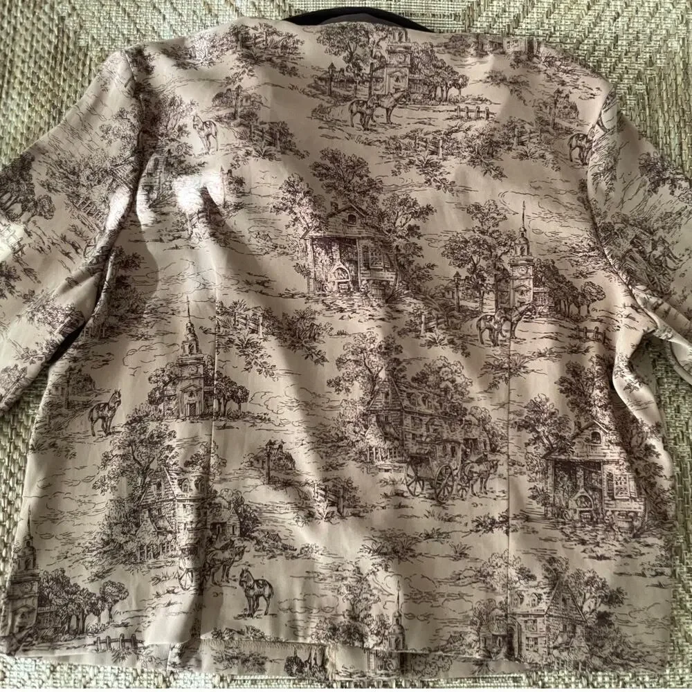 Vintage Village Scene light blazer button front